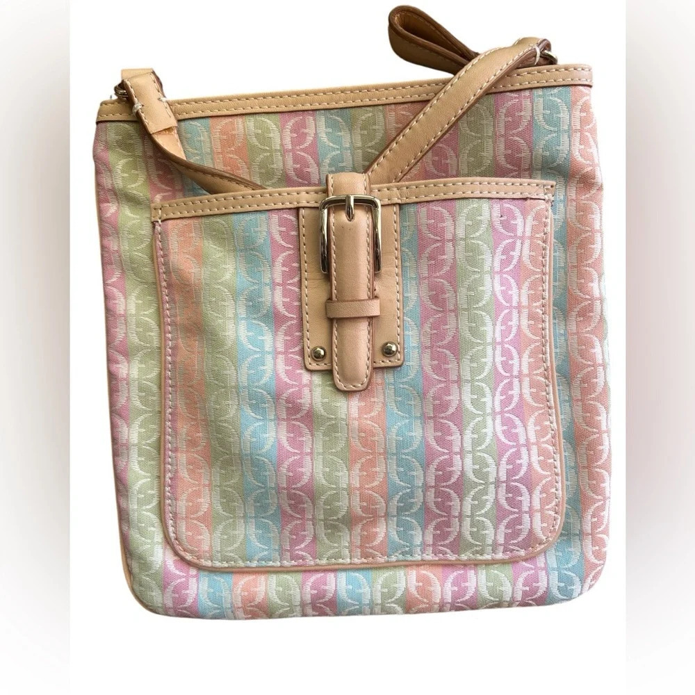 Fossil Multicolor Pastel Signature Canvas Crossbody Bag NWOT
